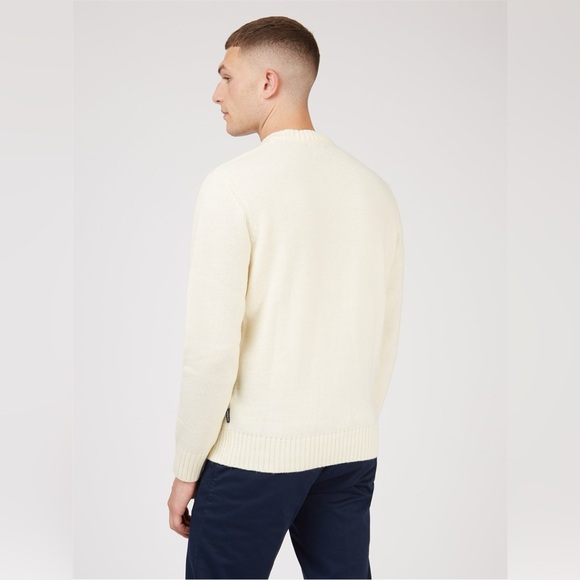 Ben Sherman Men's Ivory Cable Knit Sweater - Picture 6 of 10